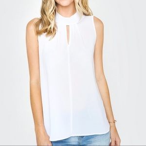 Sleeveless keyhole cowl neck top